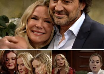 Donna celebrates Brooke and Ridge’s latest union: “Look at that ring! She’s blushing and so happy.” Sparks fly at Forrester Creations as love and drama continue.
